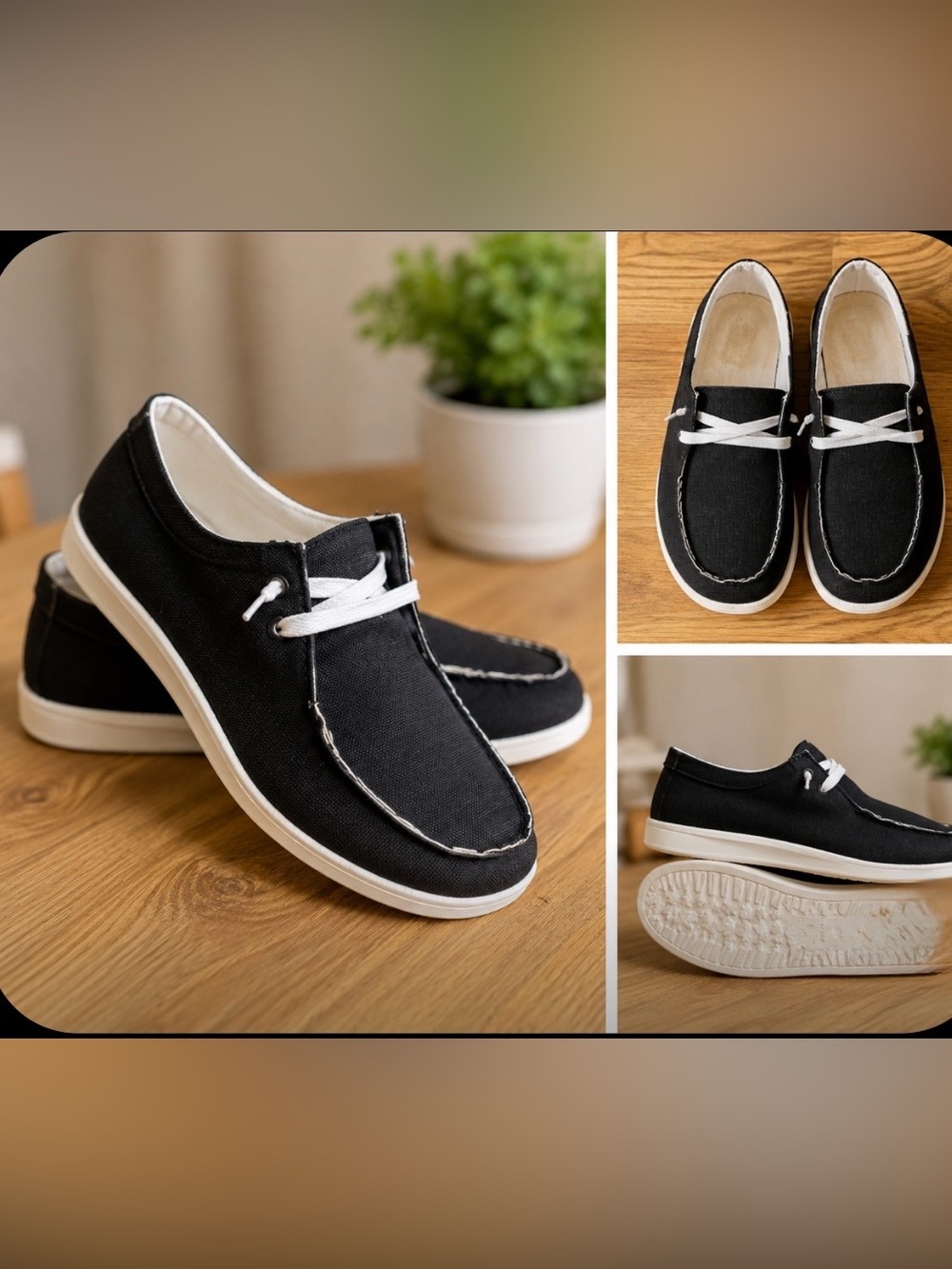 Black Canvas Slip On Loafers Casual Mocs Shoes Women’s Size 8